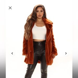 Fashion Nova Luxury Brown Faux Fur Coat